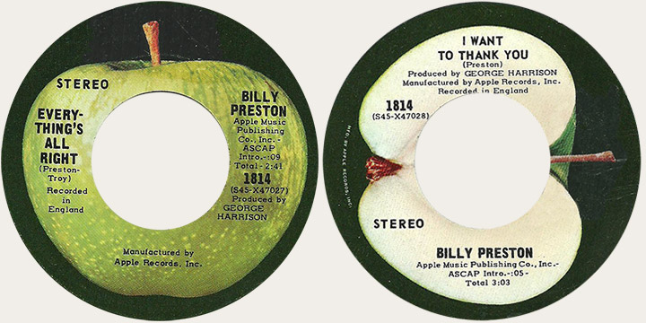 Billy Preston Everything's Alright Canadian Apple 45