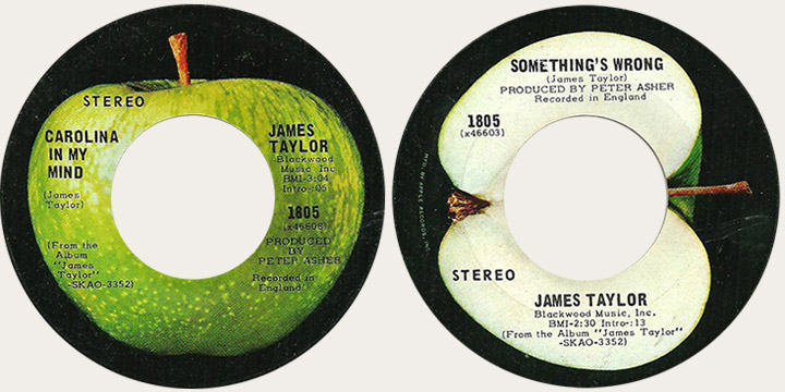 James Taylor Corrected Carolina In My Mind Canadian Apple 45