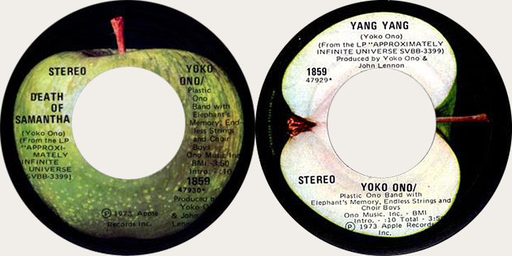 Yoko Ono Death Of Samantha Canadian Apple 45